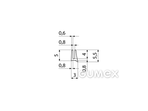 "U" Silikonprofil, 5,5x3/0,8mm, 60°ShA, -60°C/+180°C, transparent, 